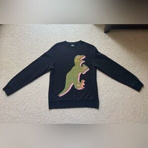 Paul Smith - Black Cotton Sweatshirt with Dinosaur Graphic - Small